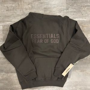Mens Fear Of God Essentials “Off Black” Hoodie Size Small Brand New